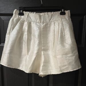Glam Shimmering Cream High Waist Shorts